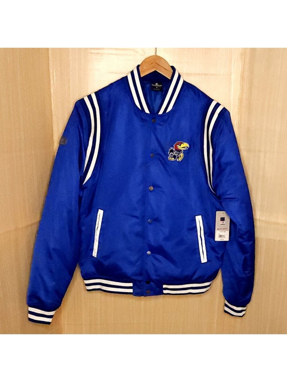 Colosseum University Of Kansas New Blue Satin Bomber Jacket Medium